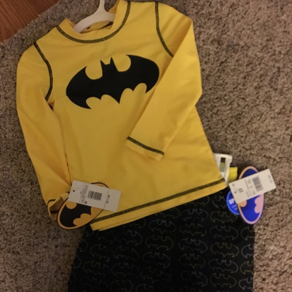 Bateman swim shirt and trunks